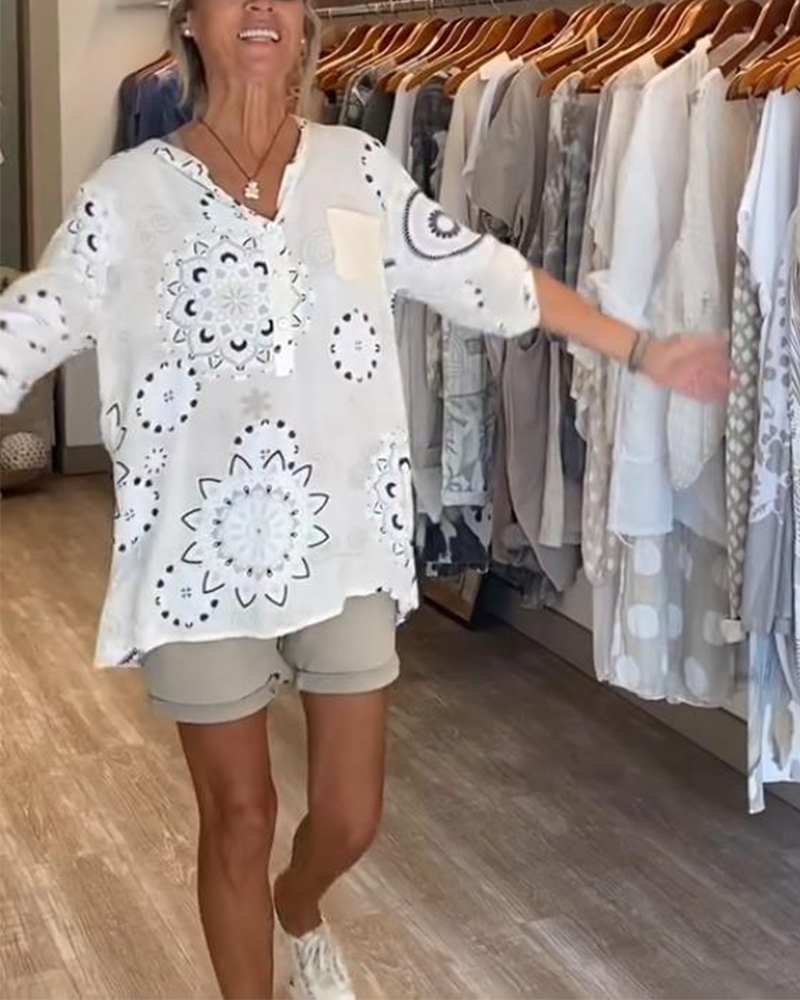 Lyara | Printed V-Neck Blouse