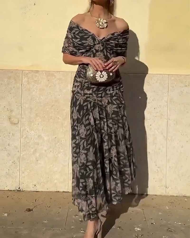 Solenya | Off-Shoulder V-Neck Dress