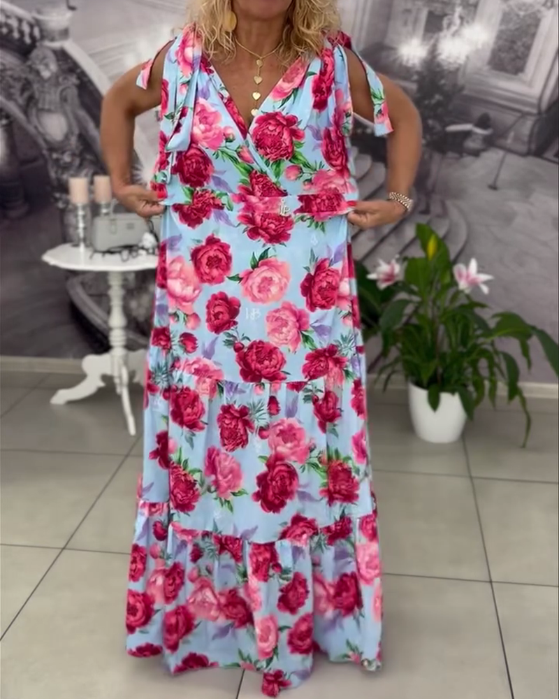 Larena | Printed V-Neck Dress