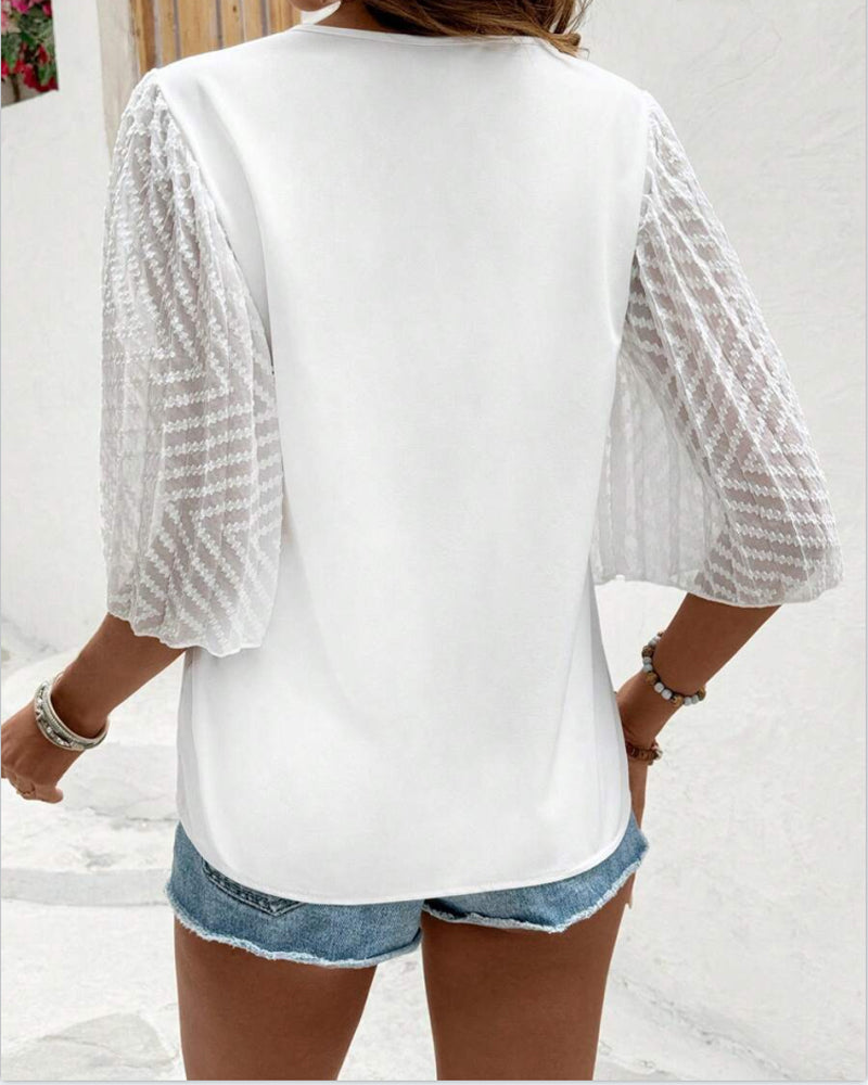 Aria | Solid V-Neck Loose Fit Blouse