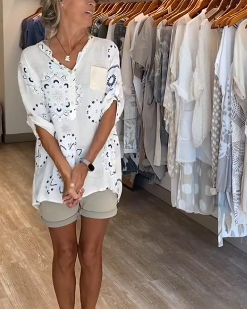 Lyara | Printed V-Neck Blouse