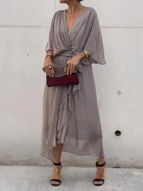 Virella | Silk Chiffon V-Neck Dress