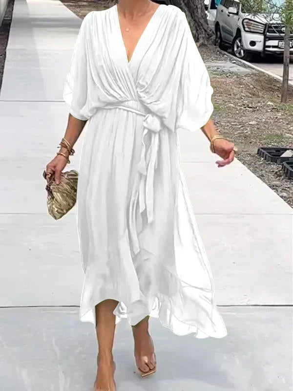 Virella | Silk Chiffon V-Neck Dress