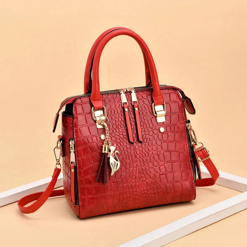 Elara | Crocodile Embossed Leather Bag