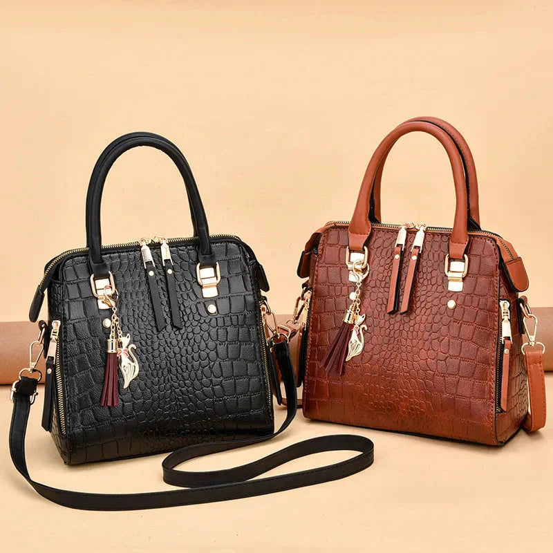 Elara | Crocodile Embossed Leather Bag