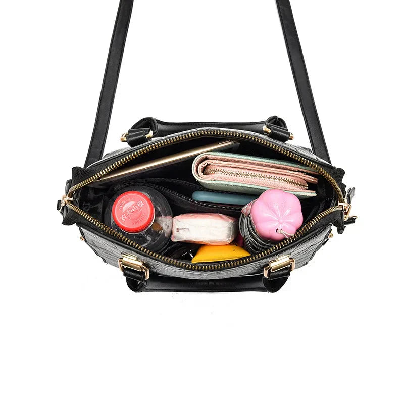 Elara | Crocodile Embossed Leather Bag