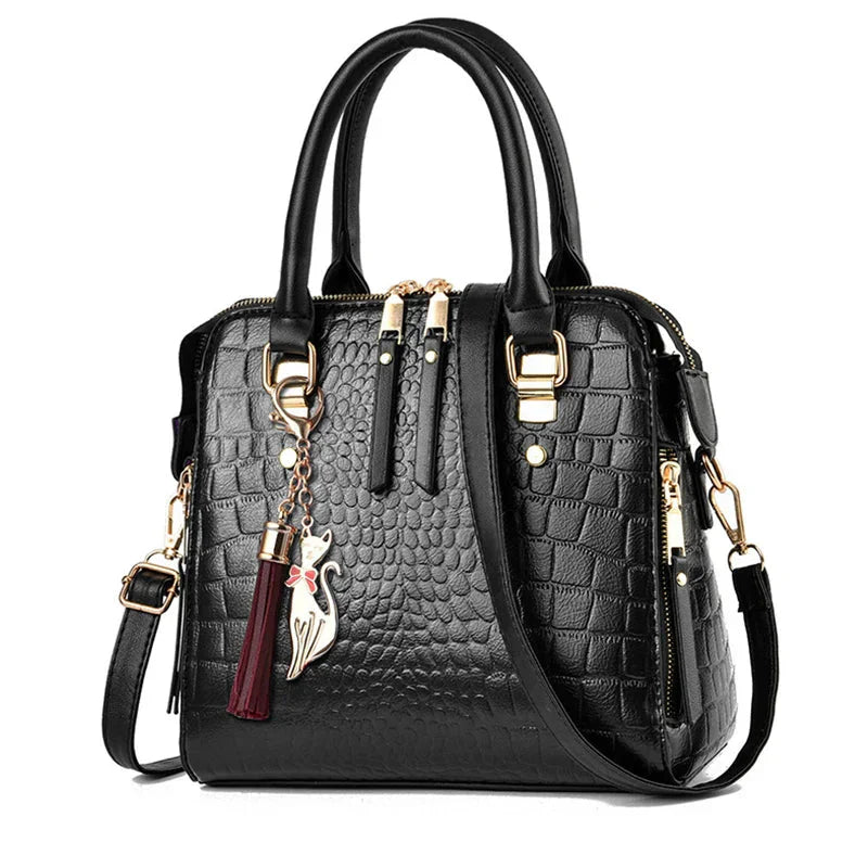 Elara | Crocodile Embossed Leather Bag