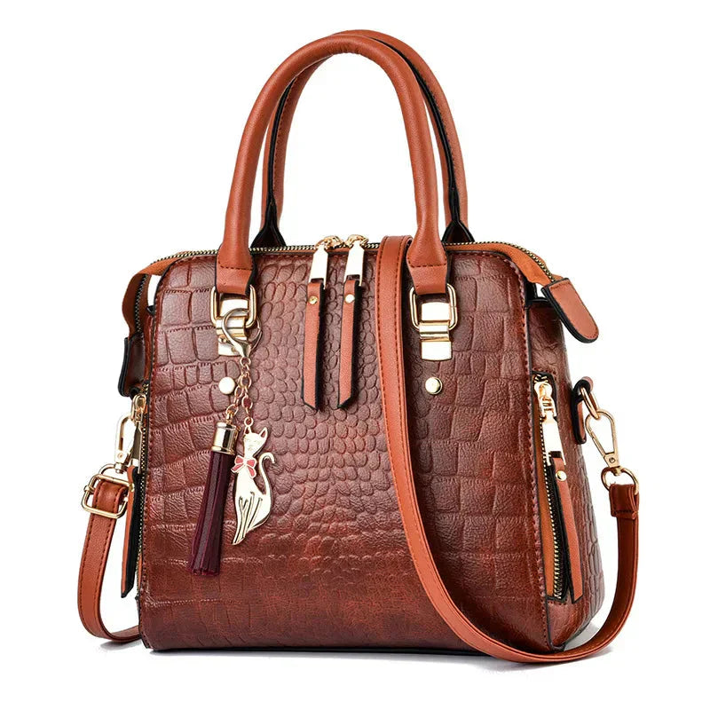 Elara | Crocodile Embossed Leather Bag