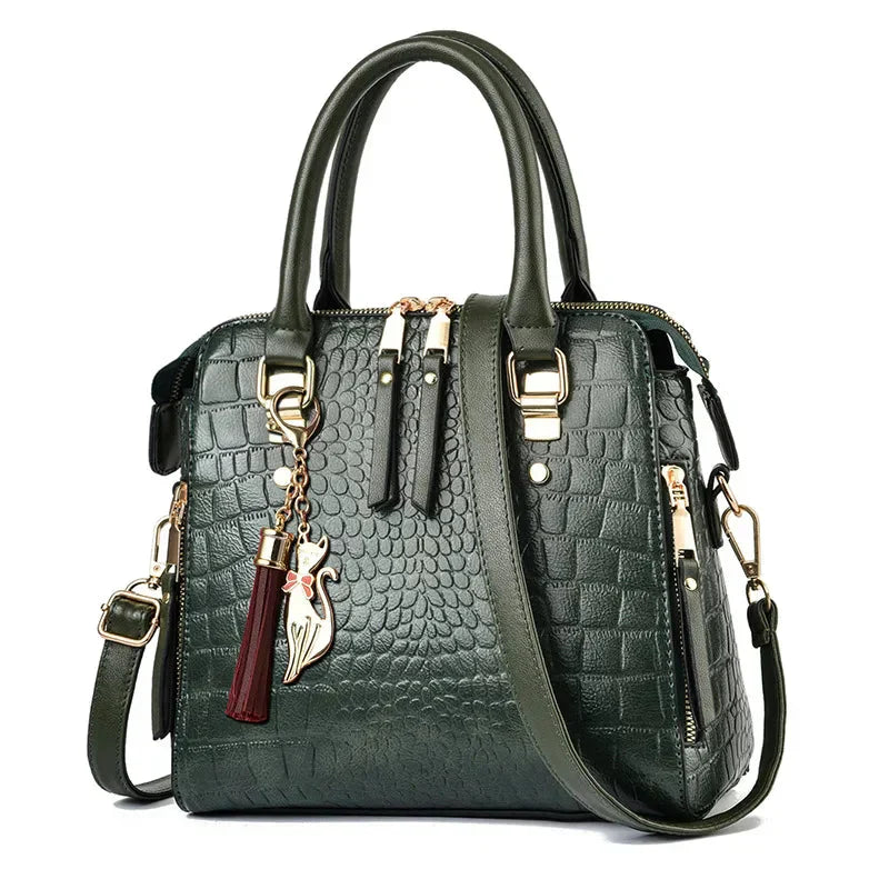Elara | Crocodile Embossed Leather Bag