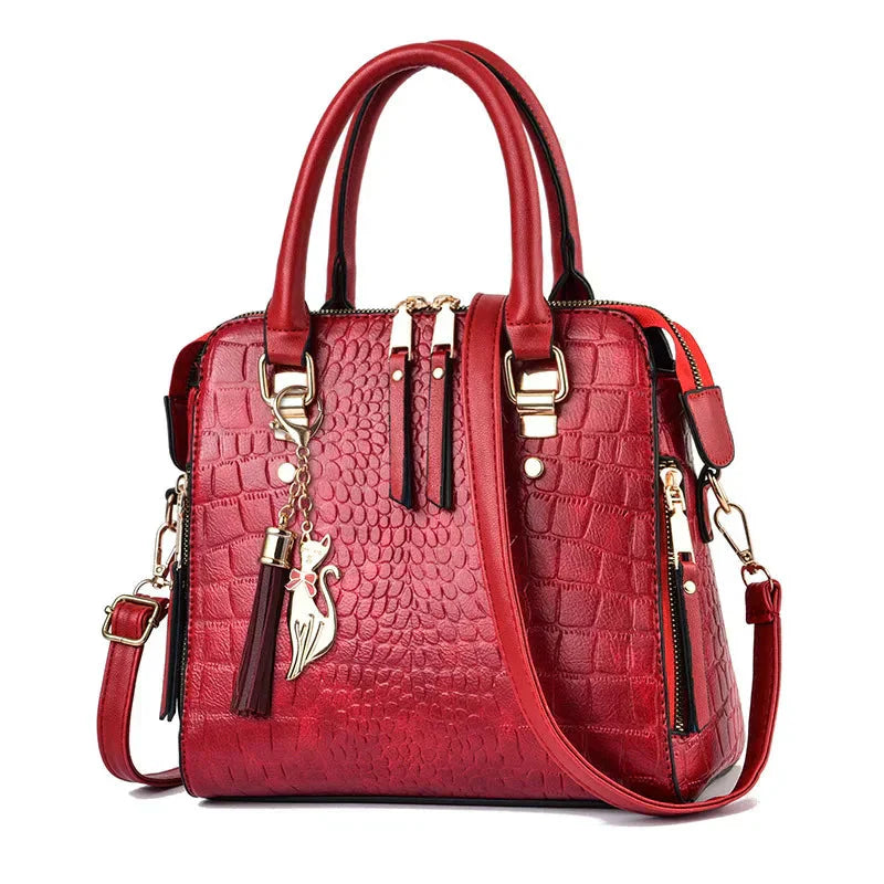 Elara | Crocodile Embossed Leather Bag