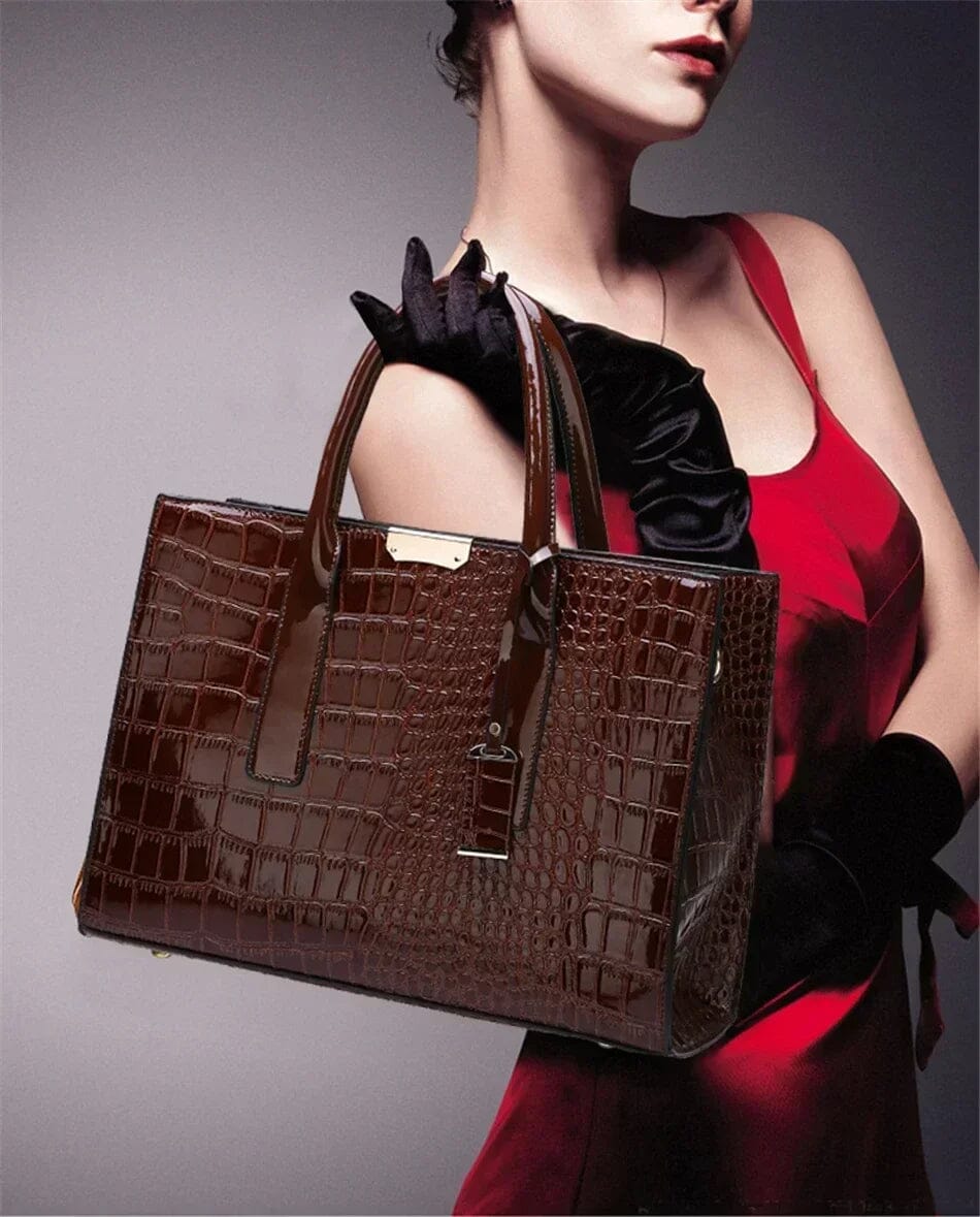New York | Crocodile Print Leather Handbag