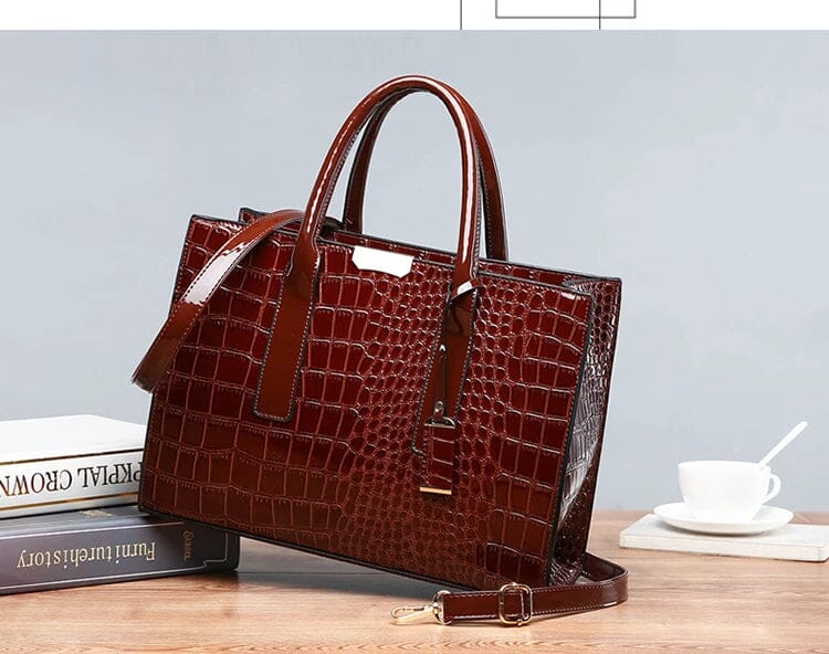 New York | Crocodile Print Leather Handbag
