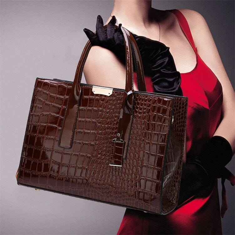 New York | Crocodile Print Leather Handbag