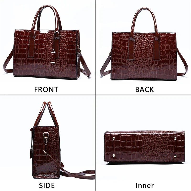 New York | Crocodile Print Leather Handbag