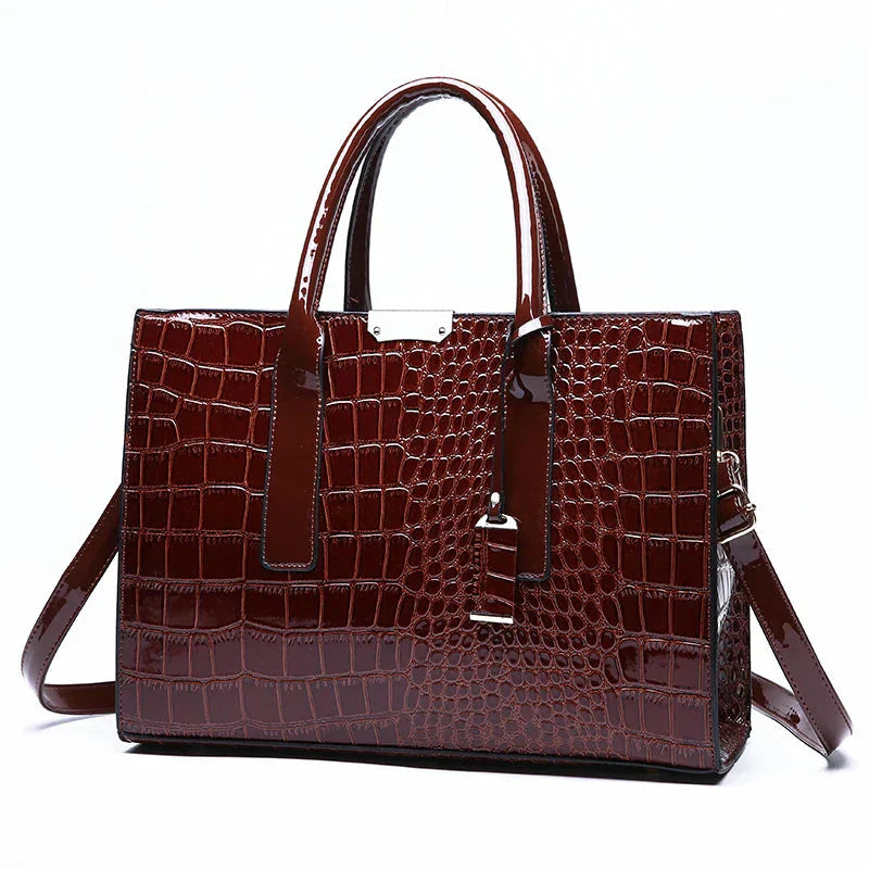New York | Crocodile Print Leather Handbag