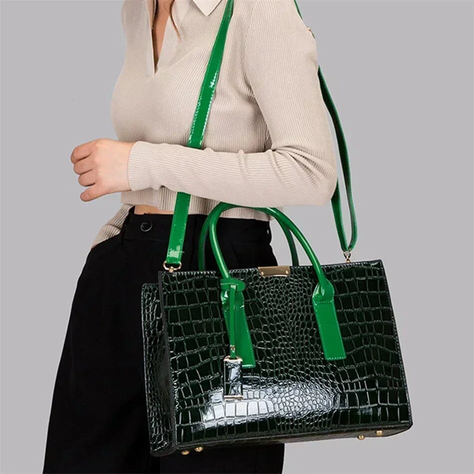 New York | Crocodile Print Leather Handbag