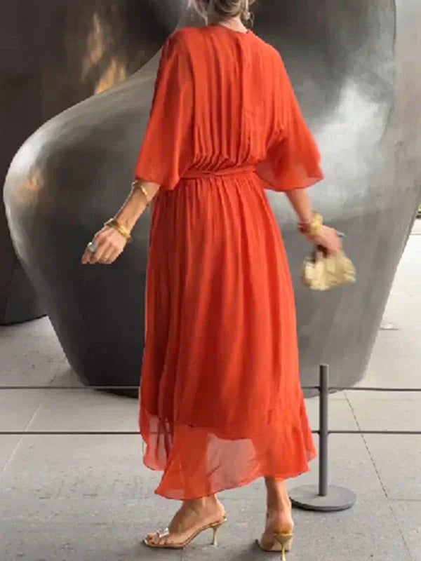 Virella | Silk Chiffon V-Neck Dress