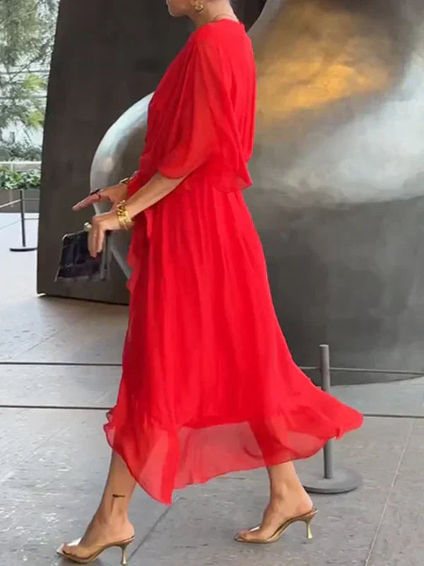 Virella | Silk Chiffon V-Neck Dress