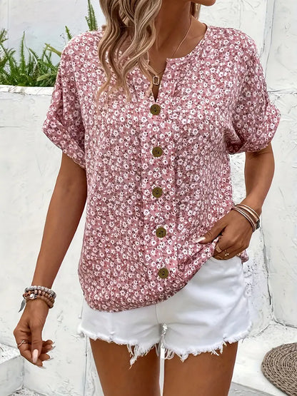 Liora | Elegant Floral Button Blouse