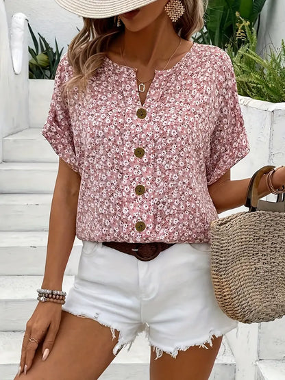 Liora | Elegant Floral Button Blouse