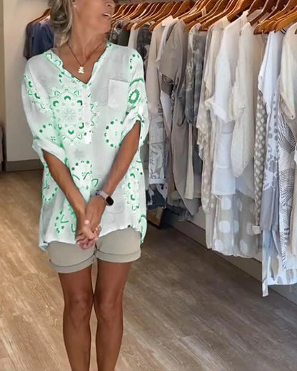 Lyara | Printed V-Neck Blouse