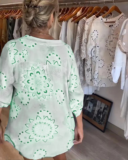 Lyara | Printed V-Neck Blouse