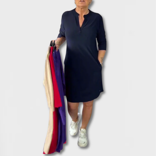 HANNEKE | SIMPLE V-NECK DRESS