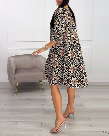 Elowen | Vintage Print Midi Dress