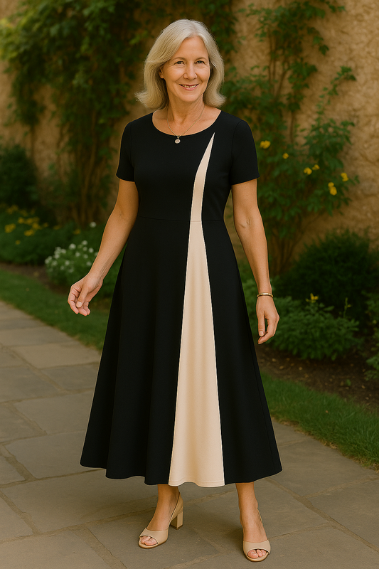 Raveena | Black White Midi Dress