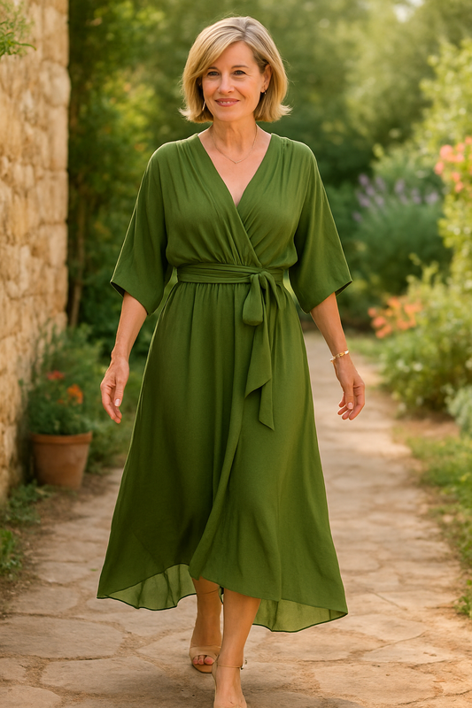 Virella | Silk Chiffon V-Neck Dress