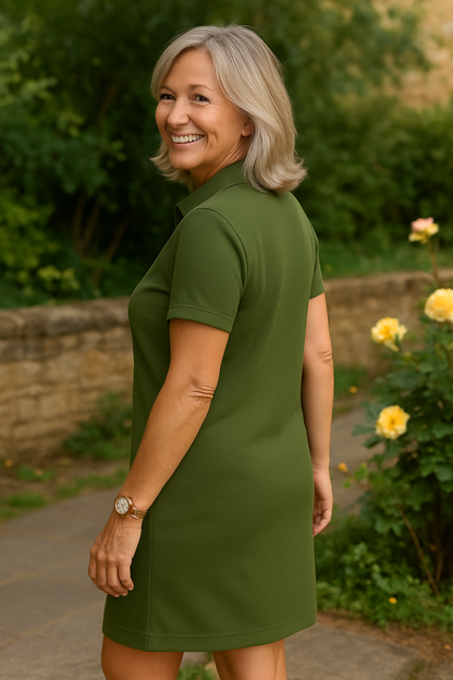 Ariselle | Collared Button-Zip Dress