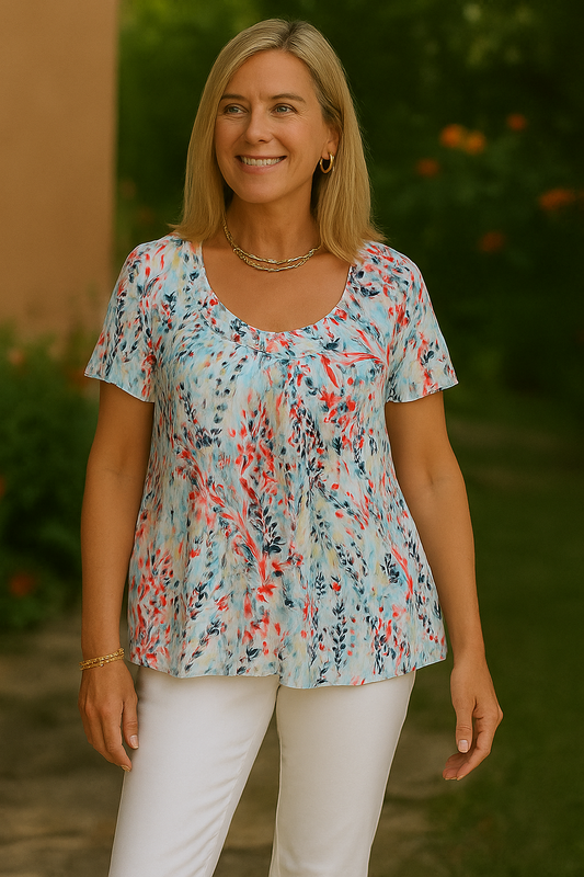 Liora | Patterned U-Neck Tee