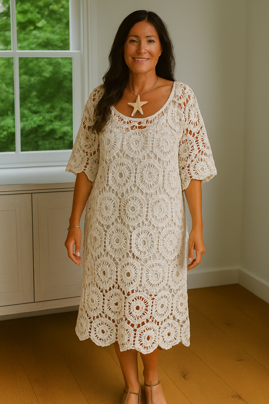 Iselina | Eyelet Half-Sleeve Dress