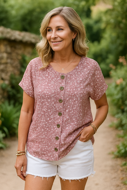 Liora | Elegant Floral Button Blouse