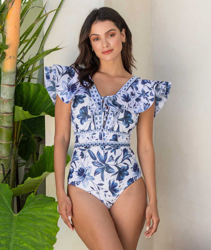 Liora | V-Neck Swimsuit with Matching Skirt