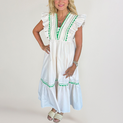 Liora | V-Neck Ruffle Sleeve Dress
