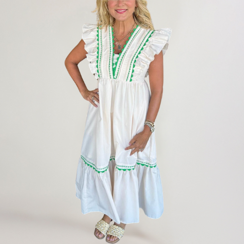 Liora | V-Neck Ruffle Sleeve Dress