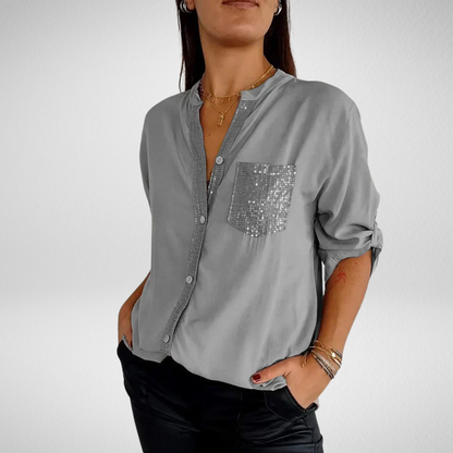 Liora | V-Neck Sequin Blouse