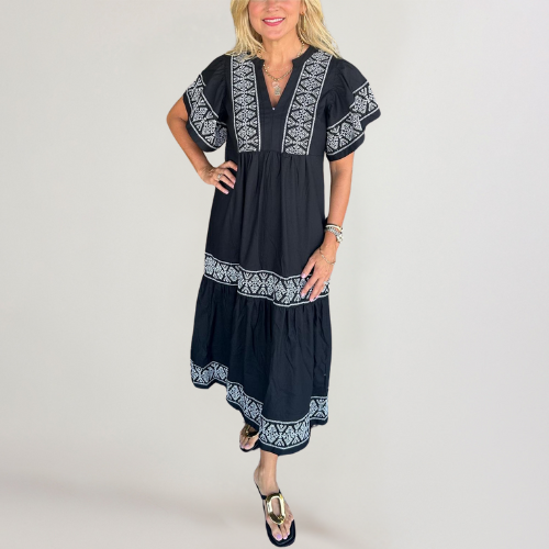 Thalina | Boho V-Neck Maxi Dress