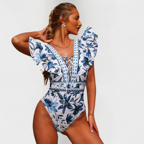 Liora | V-Neck Swimsuit with Matching Skirt