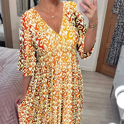 Liora | Casual Boho V-Neck Dress
