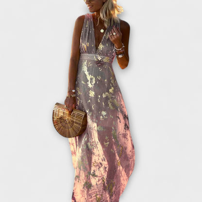 Iselina | Flowing Sequin V-Neck Dress