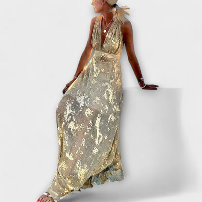 Iselina | Flowing Sequin V-Neck Dress