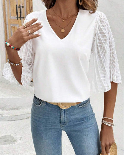 Aria | Solid V-Neck Loose Fit Blouse