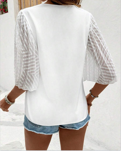 Aria | Solid V-Neck Loose Fit Blouse