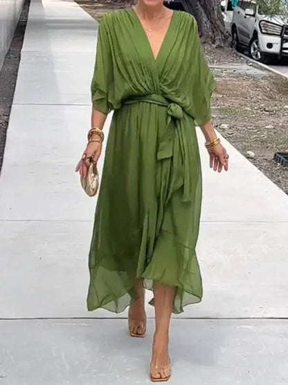 Virella | Silk Chiffon V-Neck Dress