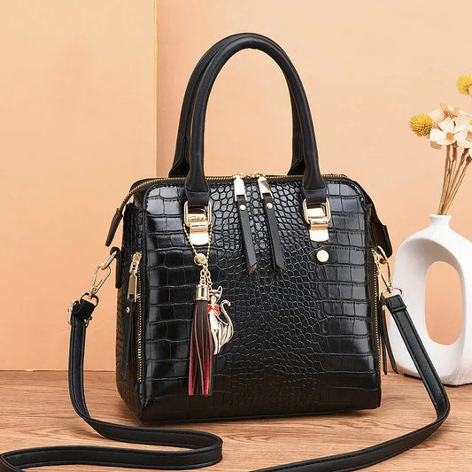 Elara | Crocodile Embossed Leather Bag