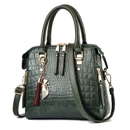 Elara | Crocodile Embossed Leather Bag