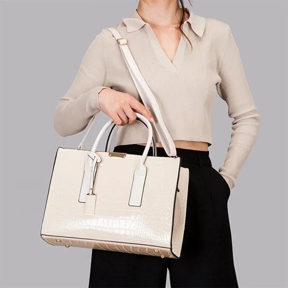 New York | Crocodile Print Leather Handbag